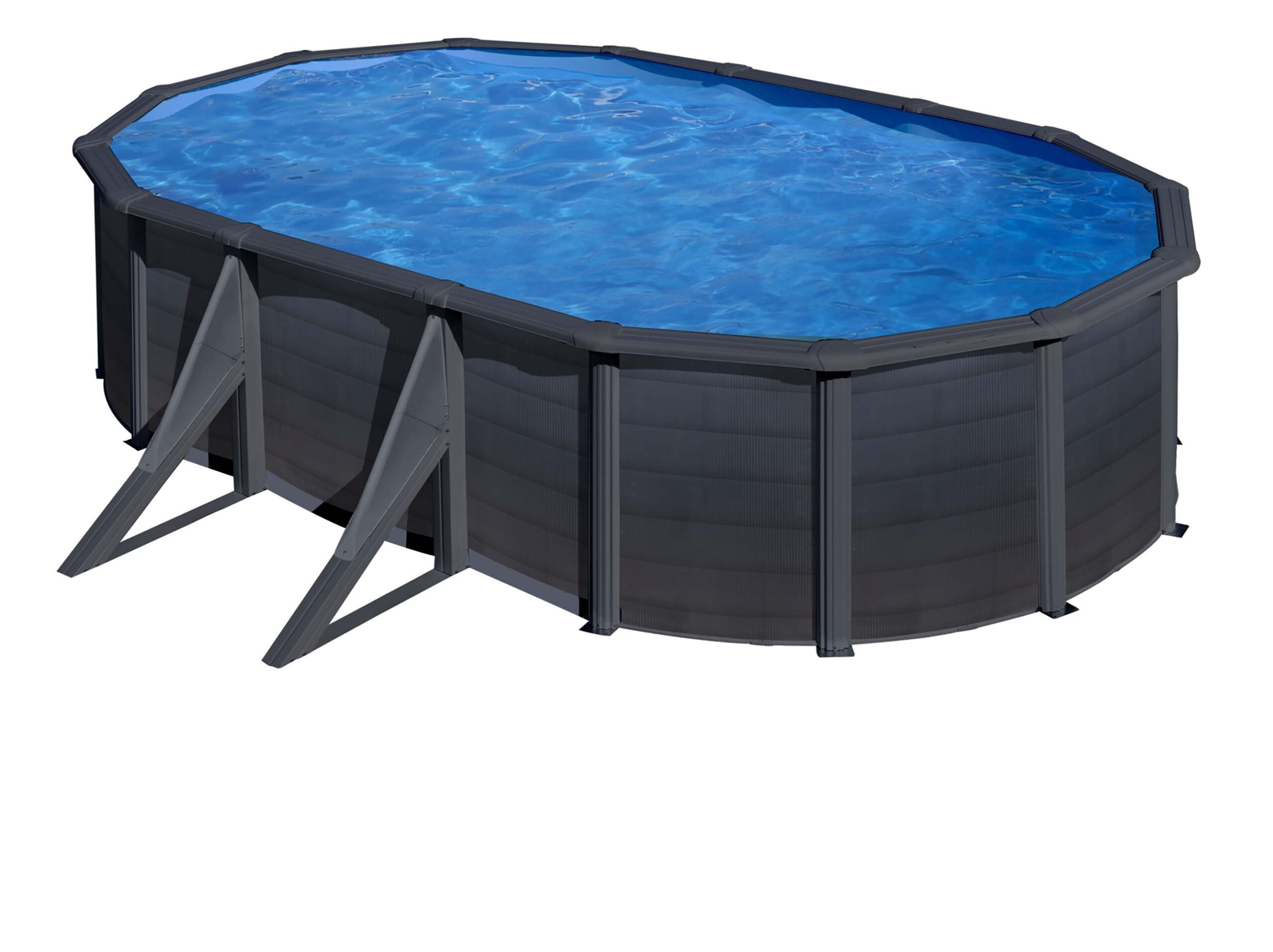 Swim & Fun Oval Pool 500 x 300 x 120 cm, Black Graphite, External side supporters