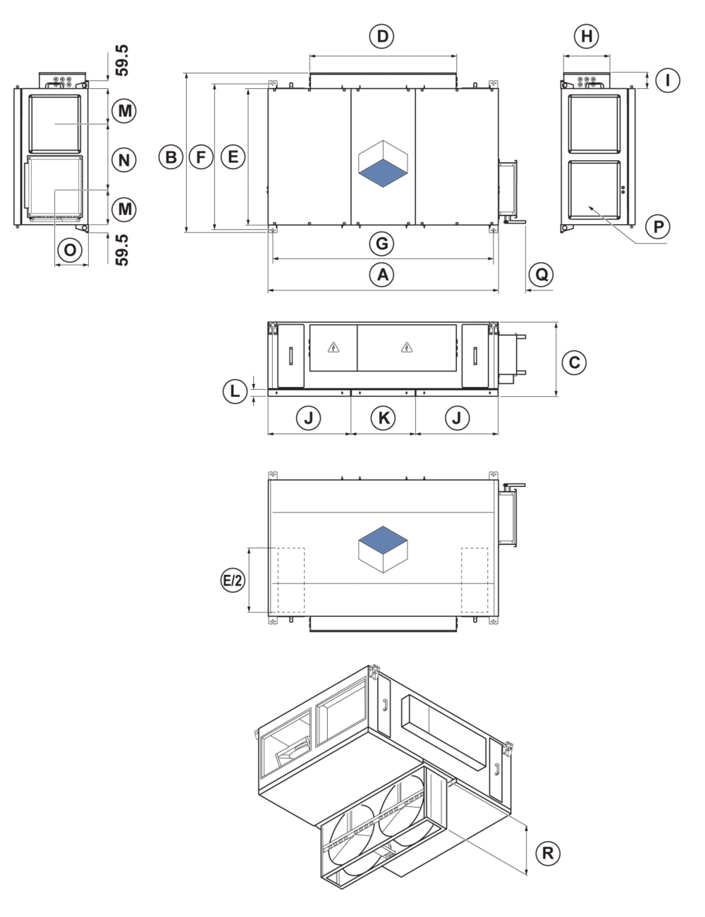 Ahu fr product dimensions right