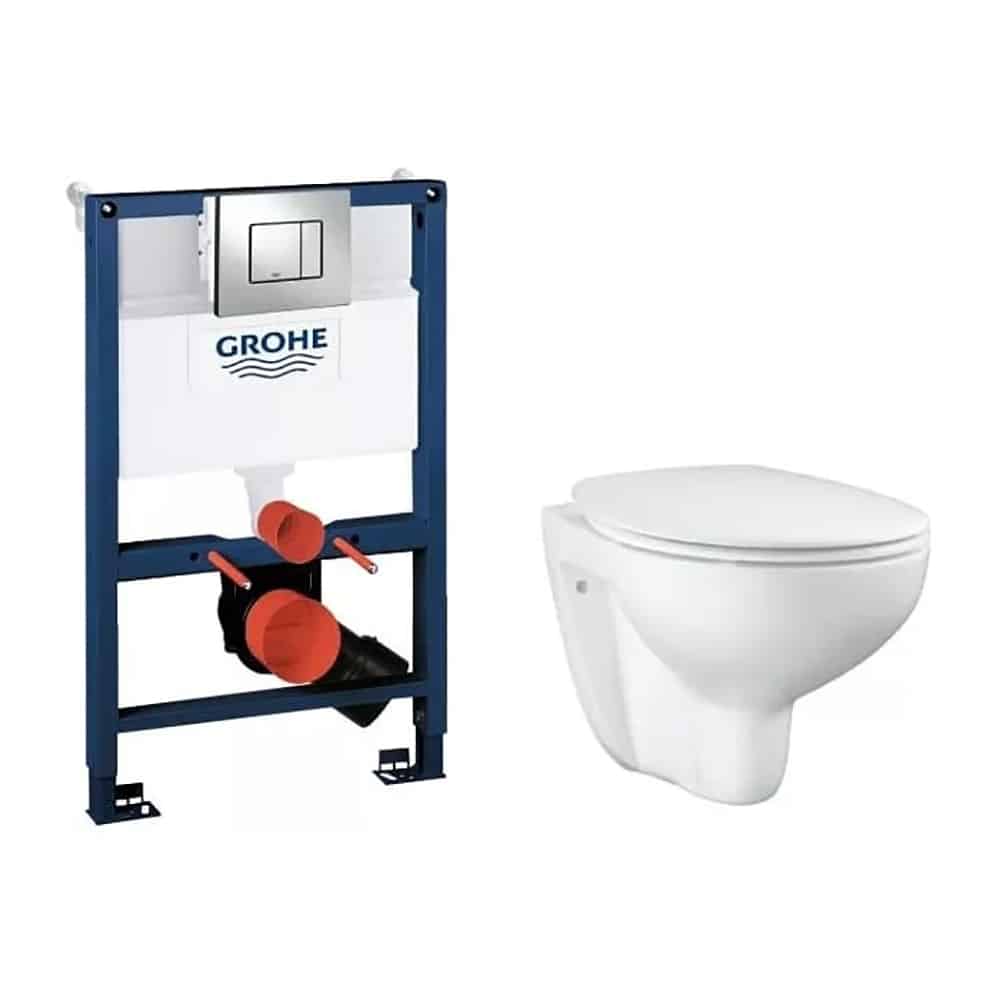 Grohe Bau væghængt toiletpakke, uden skyllekant, hvid/krom