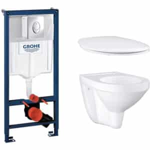 Grohe Bau væghængt toiletpakke, hvid/krom