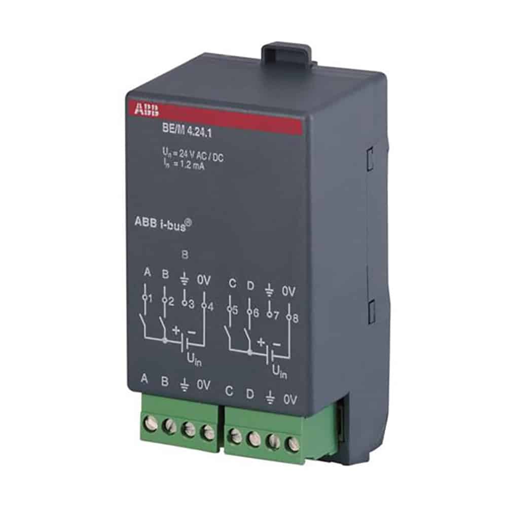 ABB KNX snap-on binære indgangsmoduler 4-kanal 12/24 VAC/DC BE/M4.24.1