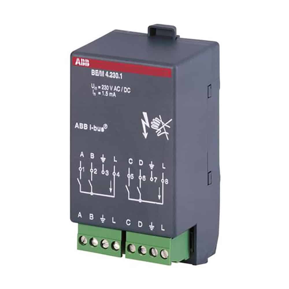 ABB KNX snap-on binære indgangsmoduler 4-kanal 230VAC/DC BE/M4.230.1
