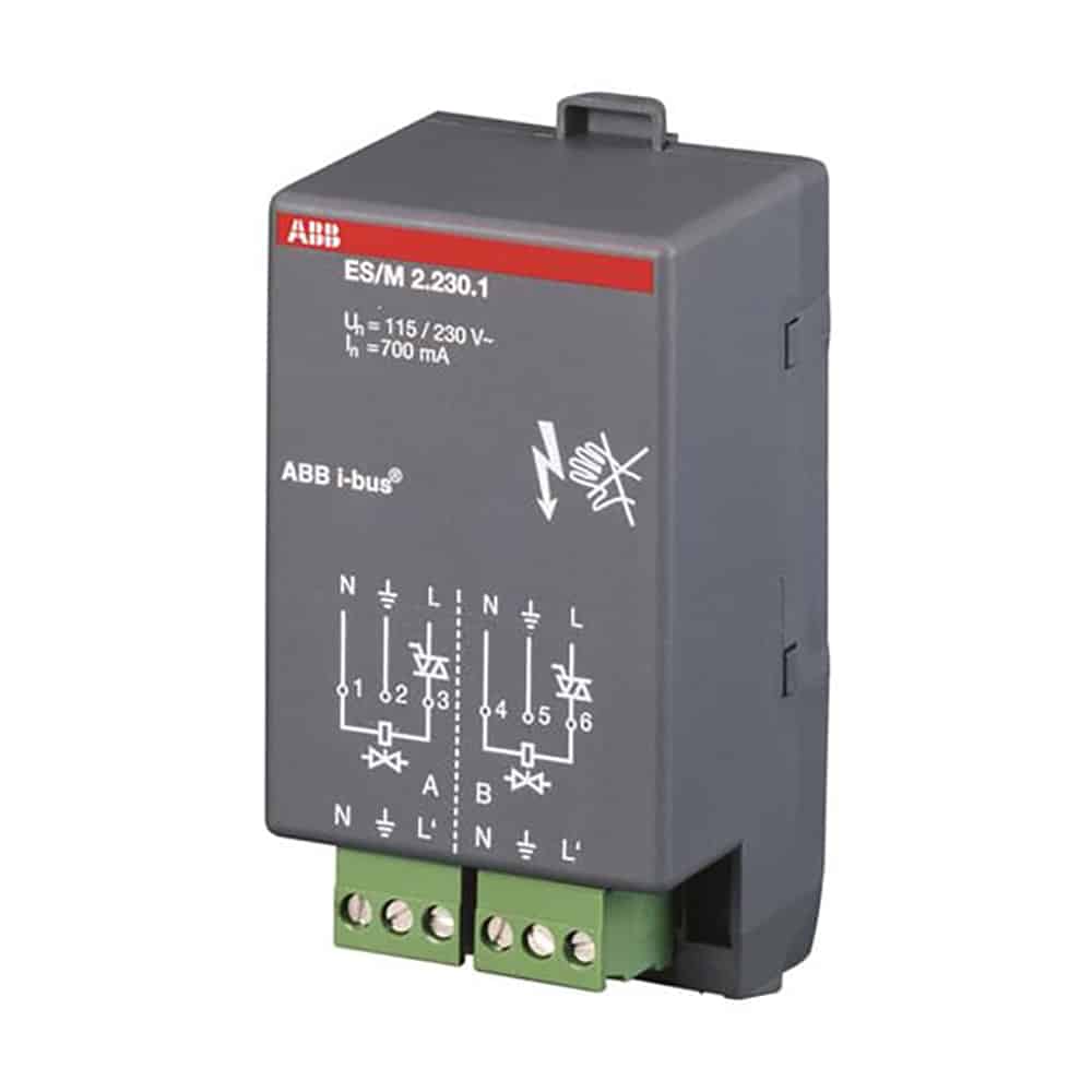 ABB KNX snap-on elektronisk kontaktaktuator 2-kanal 230V ES/M2.230.1