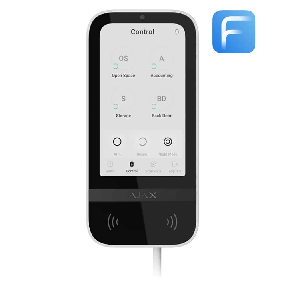 AJAX BETJ.PANEL KEYPAD TOUCHSCREEN FIBRA HVID