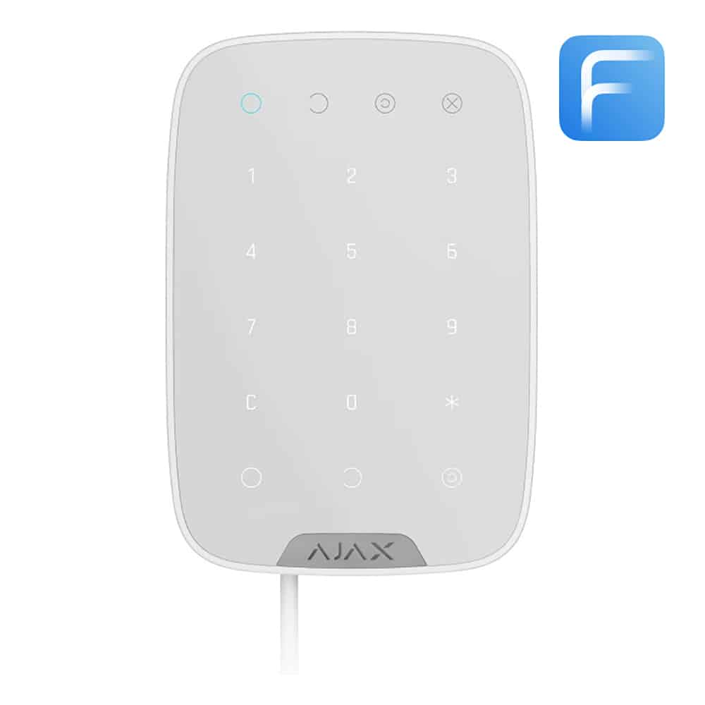 AJAX FIBRA BETJ.PANEL, KEYPAD TRÅDFØRT, HVID