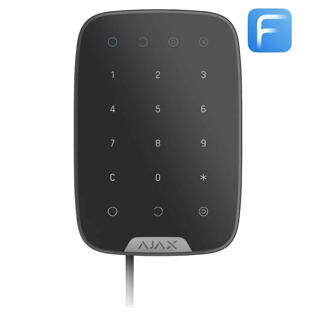 AJAX FIBRA BETJ.PANEL, KEYPAD TRÅDFØRT, SORT
