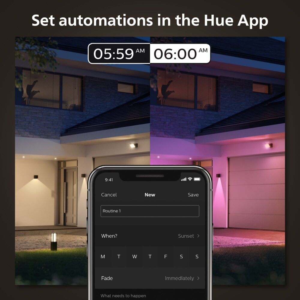 Philips hue resonate udendørs væglampe, sort