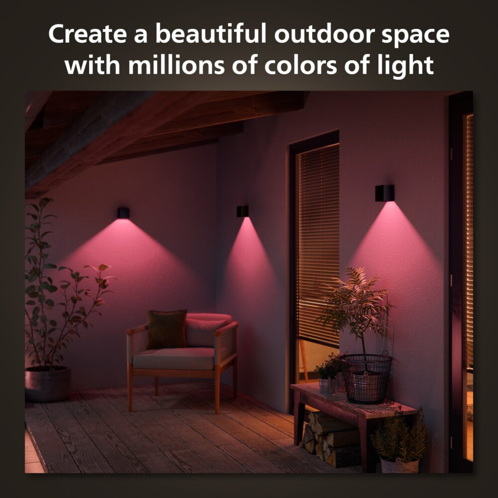 Philips hue resonate udendørs væglampe, sort