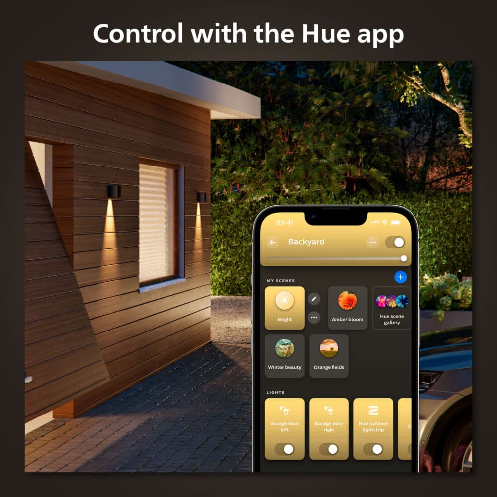 Philips hue resonate udendørs væglampe, sort